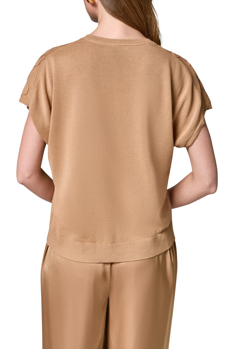 Donna Karan New York Embroidered Short Sleeve Cotton Sweater, Alternate, color,