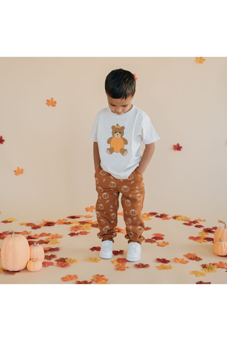 Pumpkin Teddy Bear Patch Short Sleeve T-Shirt, Alternate, color, Natural Heather