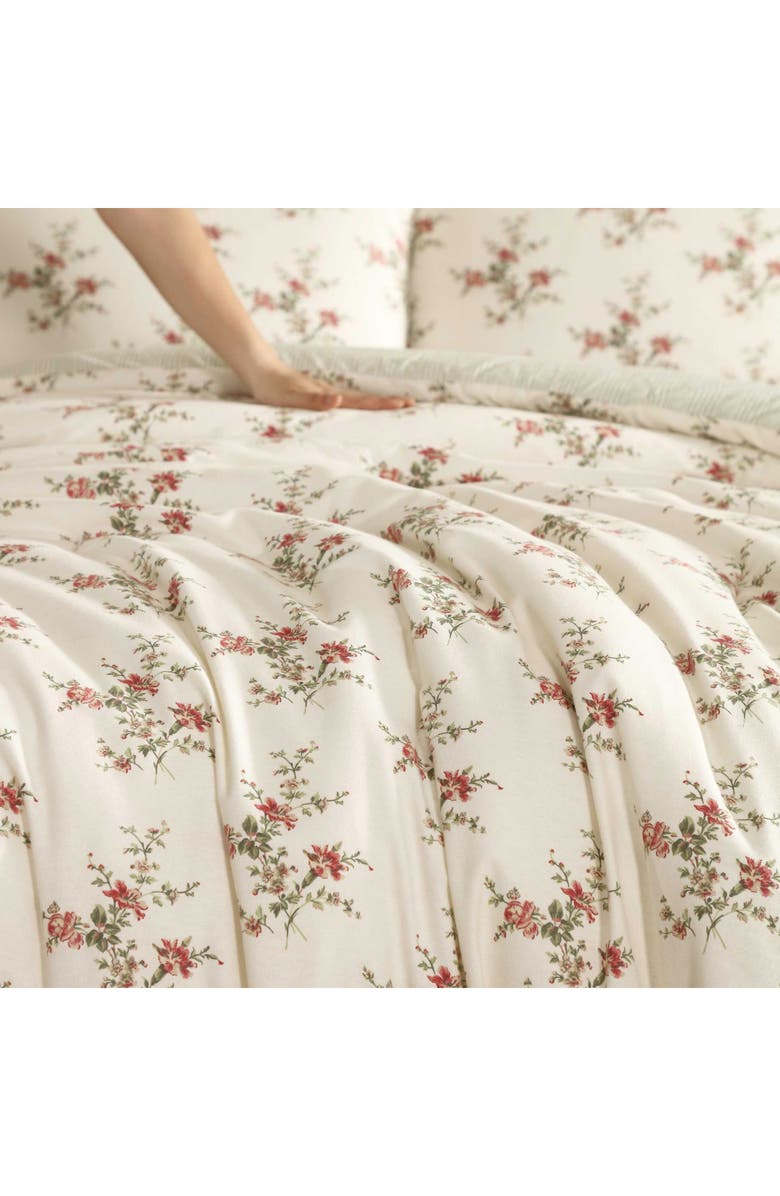 Laura Ashley Jessika Flannel Comforter & Sham Set, Alternate, color, Light/ Red