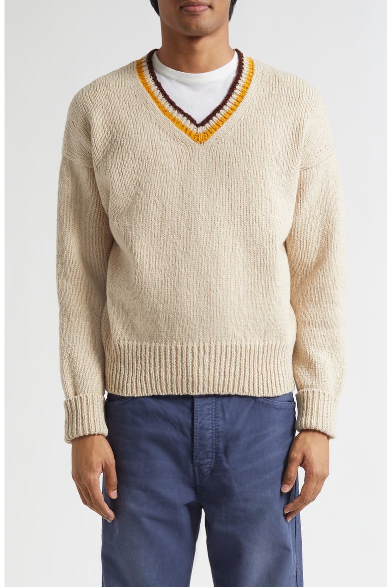 College Wool & Cashmere V-Neck Sweater, Main, color, IVORY