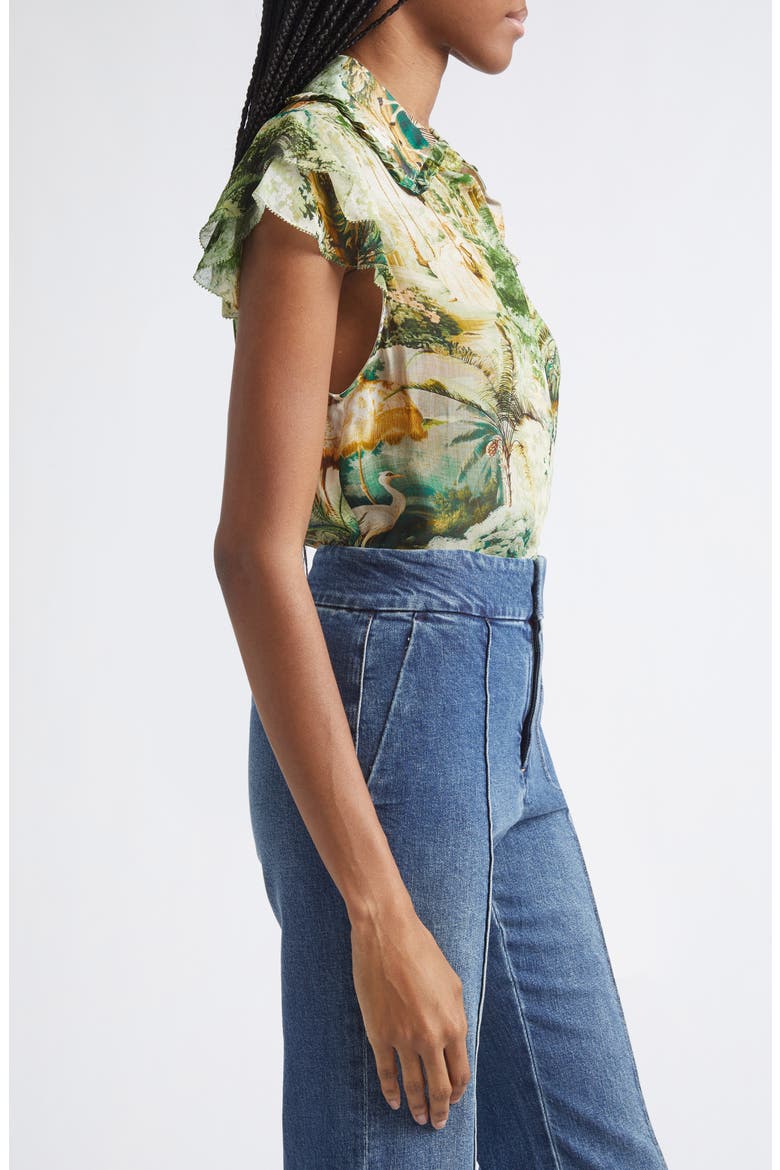 Martel Flutter Sleeve Shirt, Alternate, color, TERRAIN LG