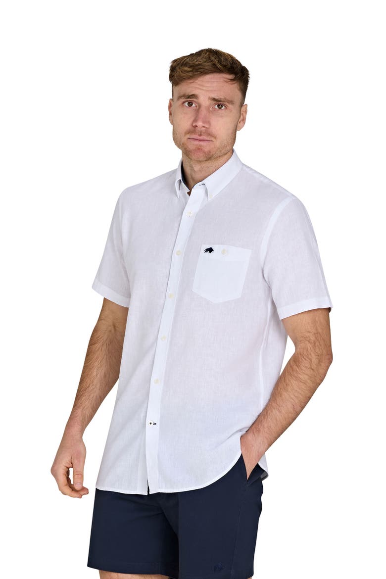 Short Sleeve Linen Blend Shirt, Alternate, color, White