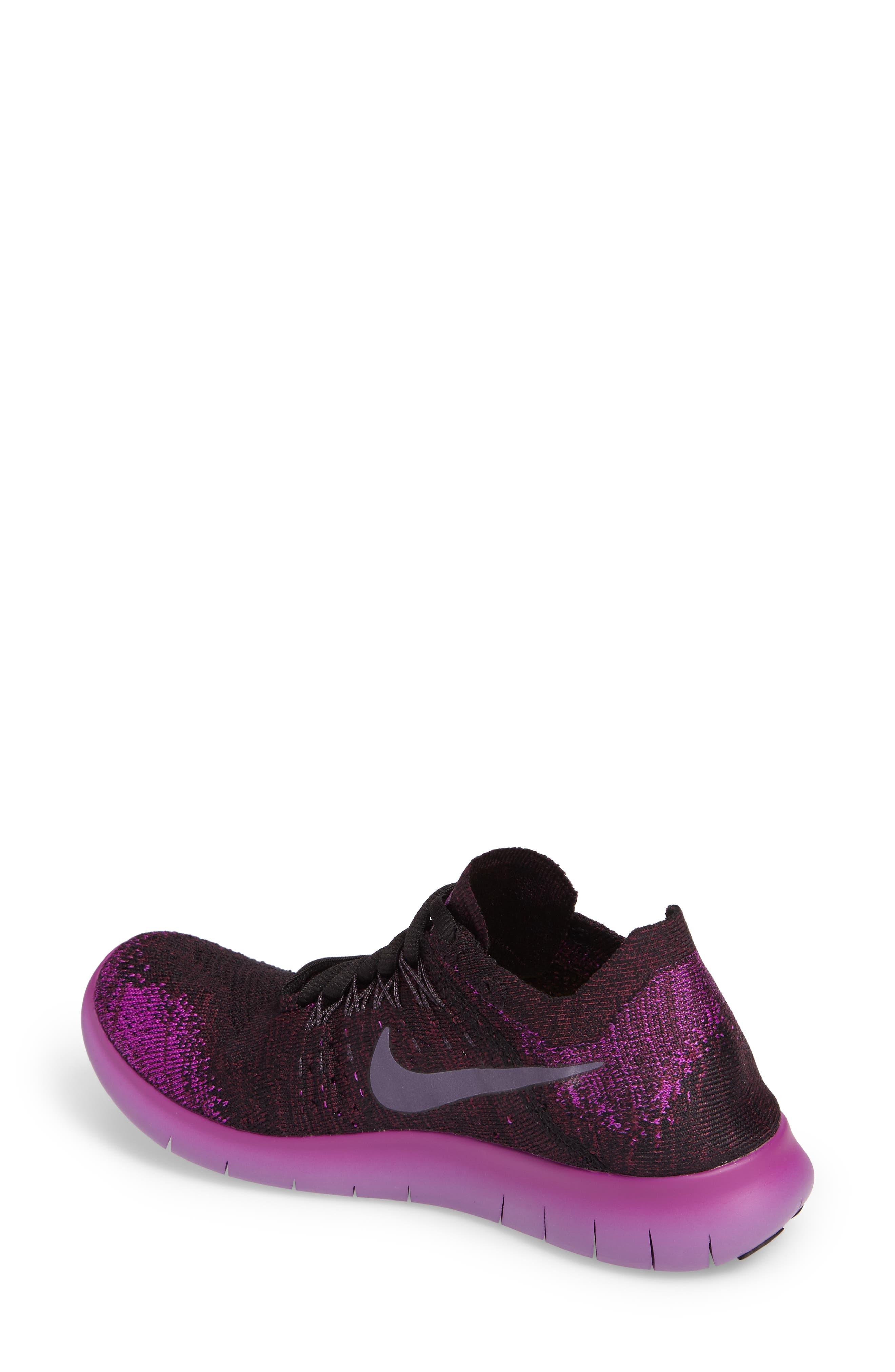 Free Run Flyknit 2 Running Shoe, Alternate, color, BLACK/ RAISIN/ PINK
