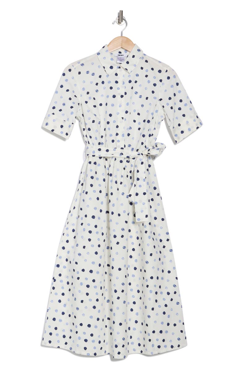 DKNY Tie Waist Cotton Shirtdress, Alternate, color, 