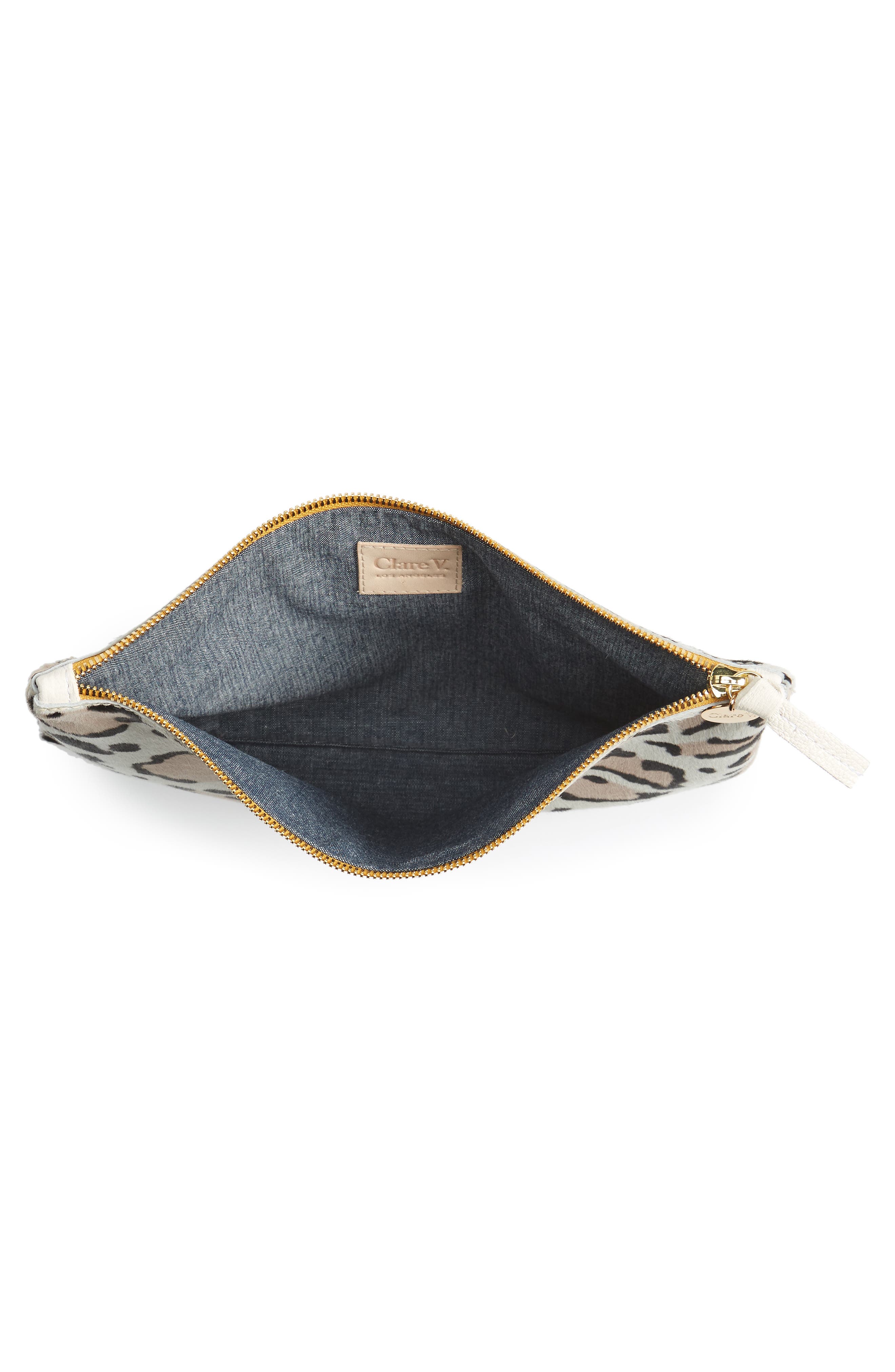Genuine Calf Hair Clutch, Alternate, color, SNOW CAT