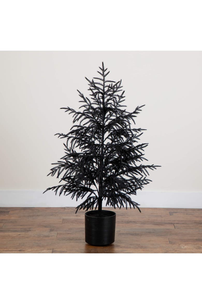 4-ft Artificial Halloween Real Touch Black Norfolk Pine Christmas Tree with Natural Look, Alternate, color, Black