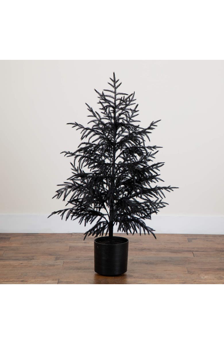 NEARLY NATURAL 4-ft Artificial Halloween Real Touch Black Norfolk Pine Christmas Tree with Natural Look, Alternate, color, Black