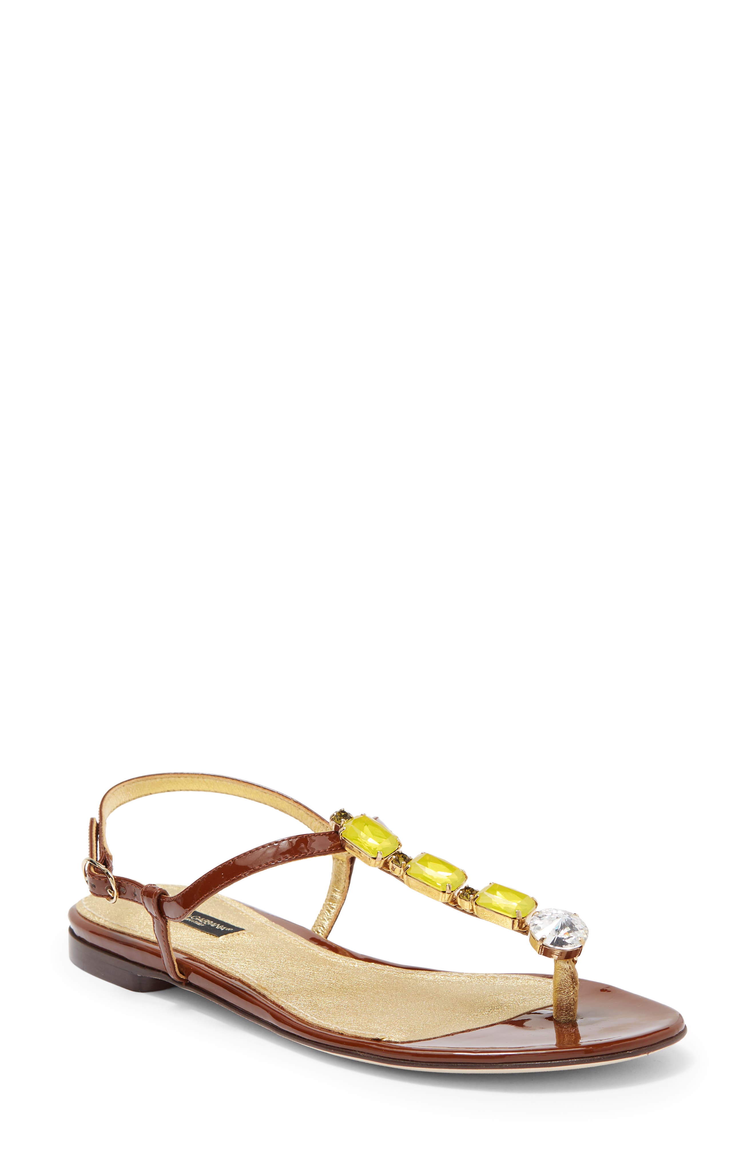 Dolce&Gabbana Jewel Embellished Thong Sandal, Main, color, 