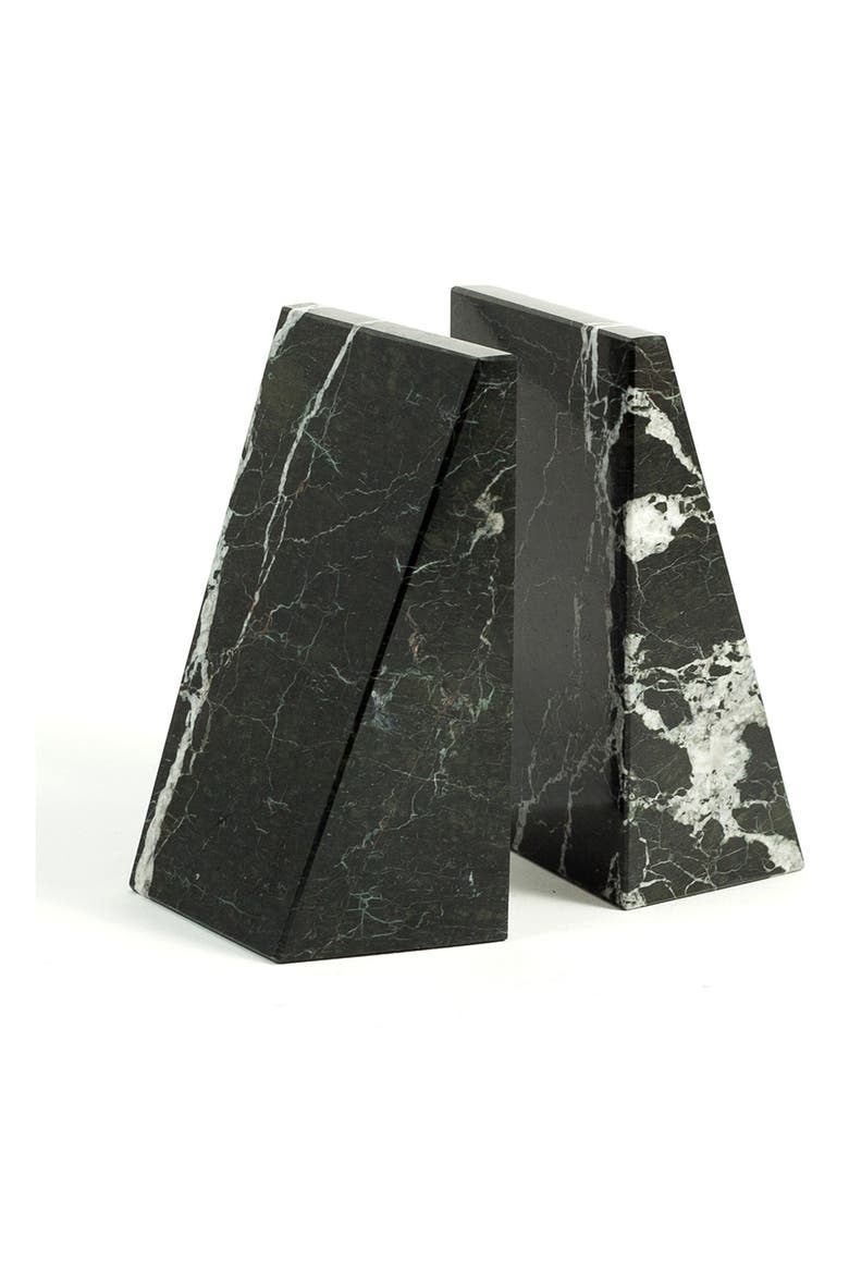 Black Zebra Marble Wedge Bookends, Main, color, BLACK ZEBRA MARBLE