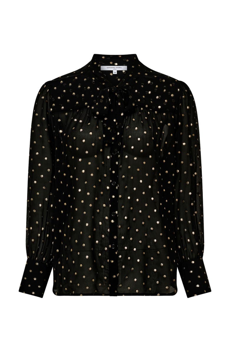 GERARD DAREL Andree Sheer Metallic Polka Dot Blouse, Alternate, color, Black