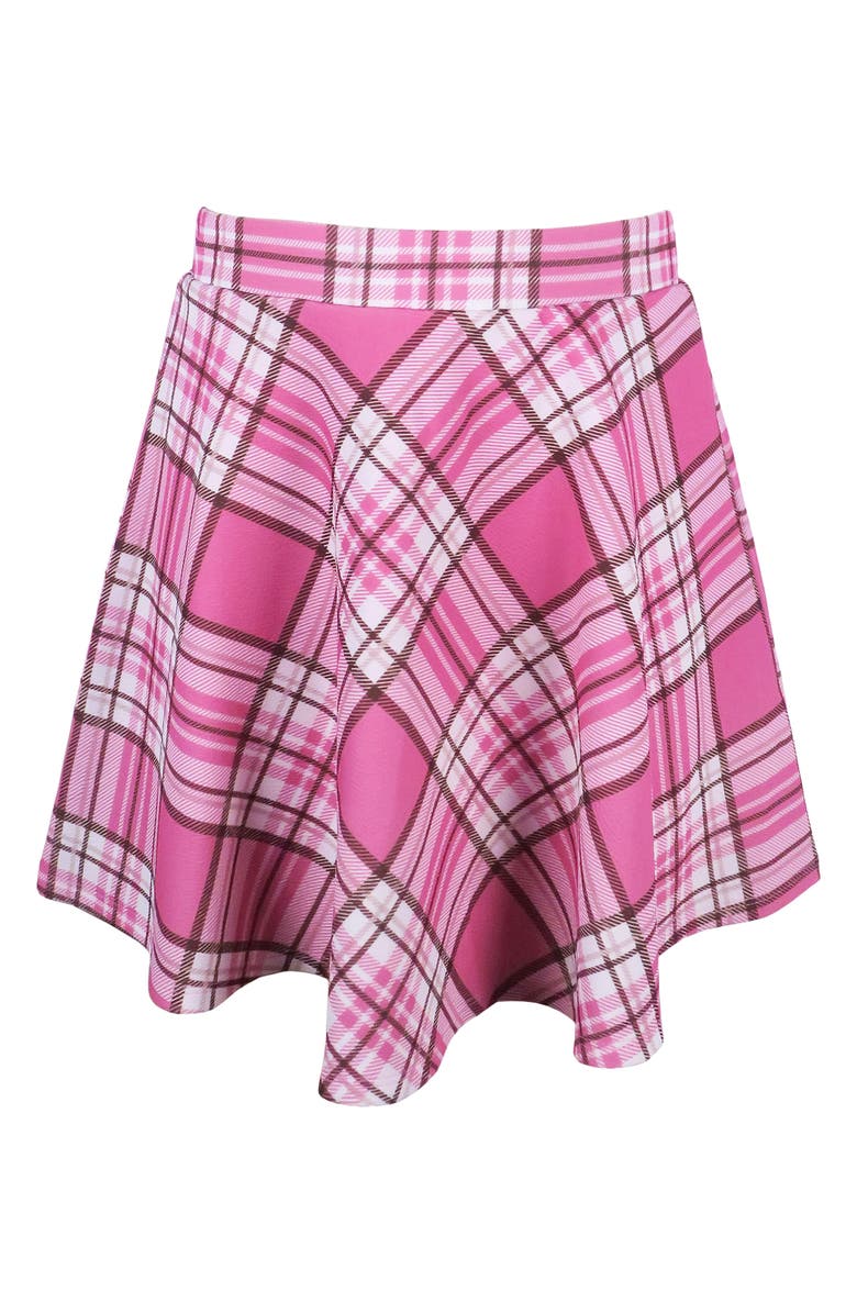 Zunie Kids' Los Angeles Sweater & Plaid Skirt Set, Alternate, color, Pink/ Beige