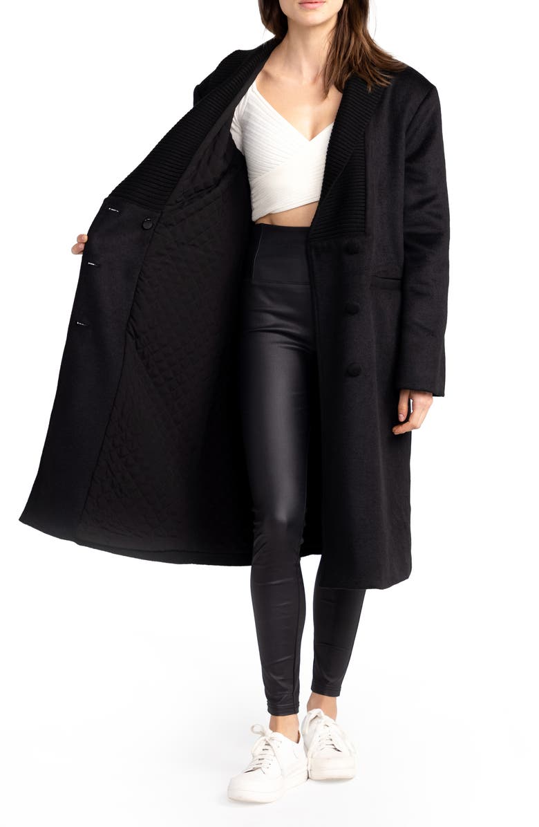 Belle & Bloom After Party Quilt Lined Wool Blend Coat, Alternate, color, Black