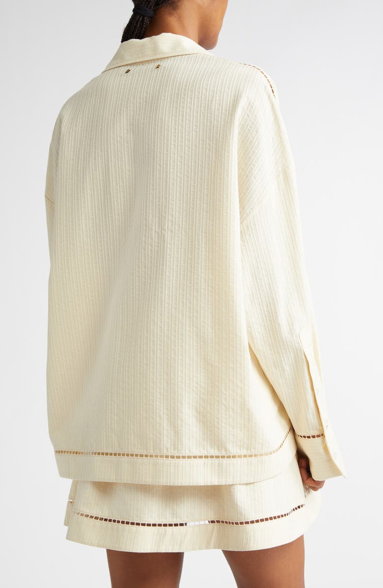 Golden Goose Texture Stripe Oversize Button-Up Shirt, Alternate, color, Shortbread