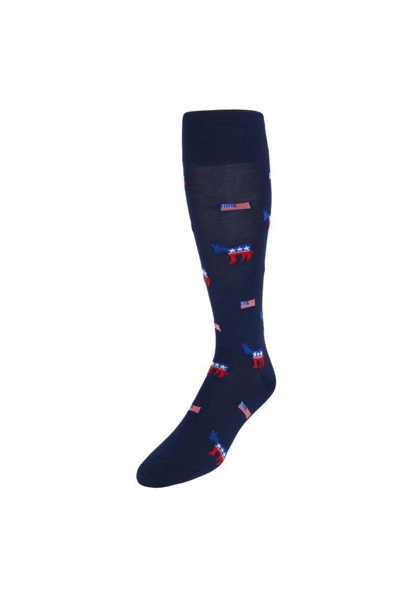 Show Your Support Political Party Over The Calf Socks, Main, color, Navy Democratic Party
