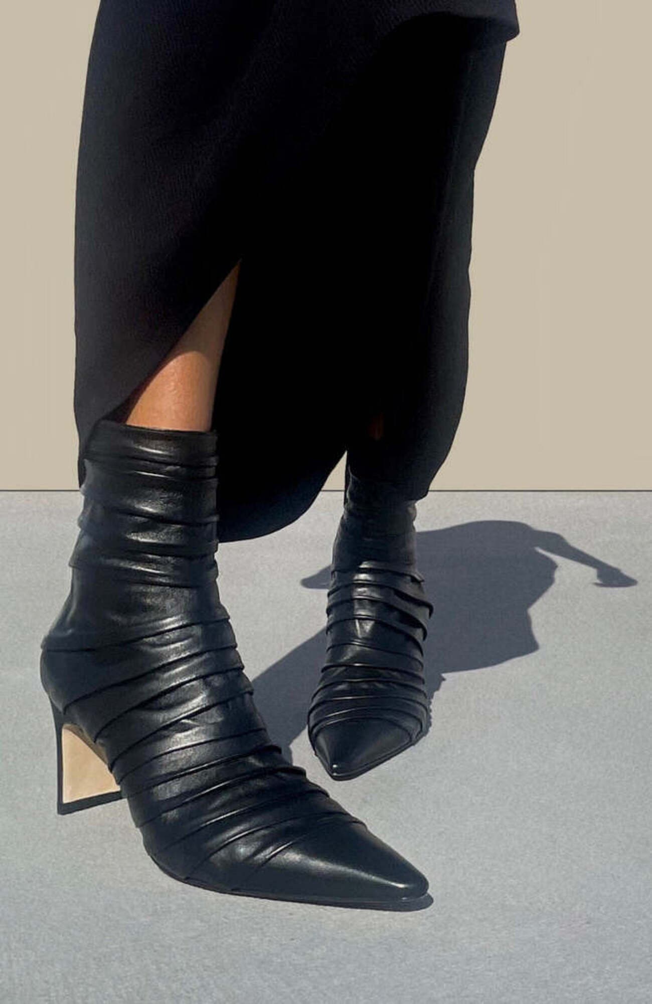 Neil J. Rodgers Plisse Ankle Boot, Alternate, color, Black Nappa