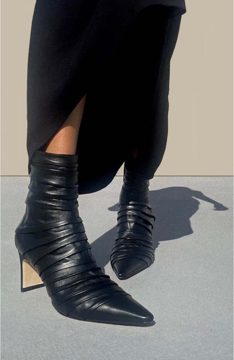 Neil J. Rodgers Plisse Ankle Boot, Alternate, color, Black Nappa