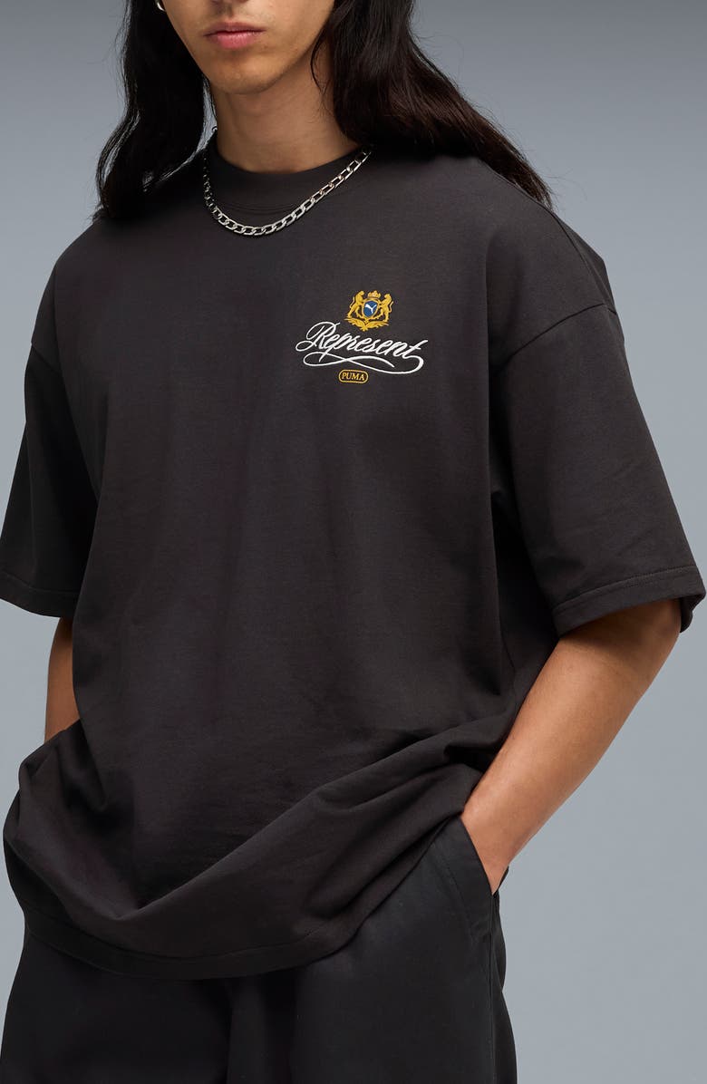 PUMA x Represent Oversize Cotton Graphic T-Shirt, Main, color, Flat Dark Gray