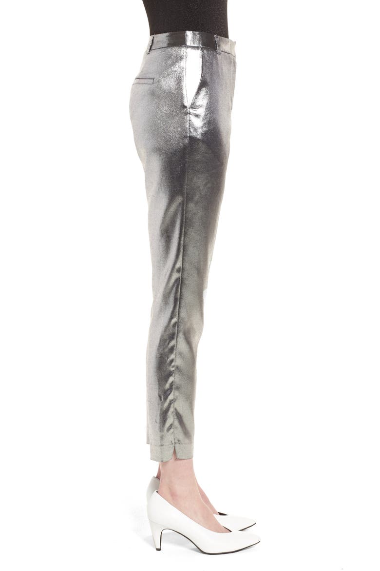 Metallic Suit Trousers, Alternate, color, SILVER