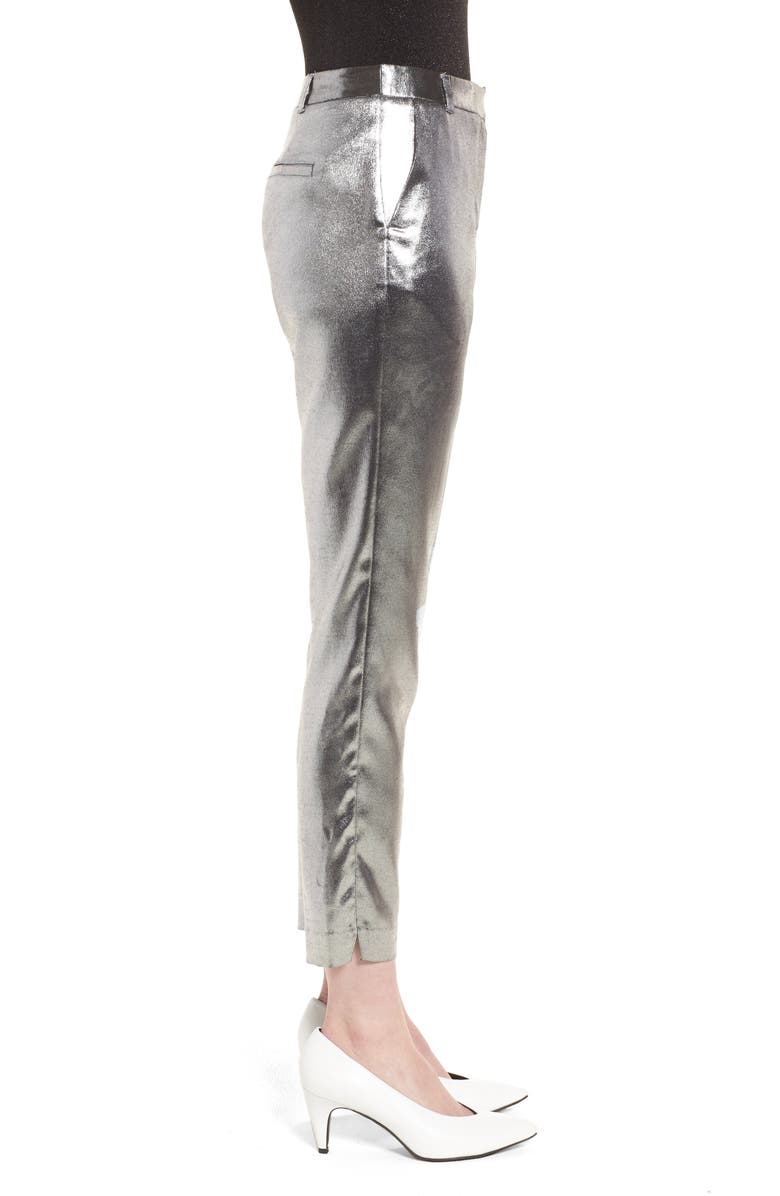 Topshop Metallic Suit Trousers, Alternate, color, 