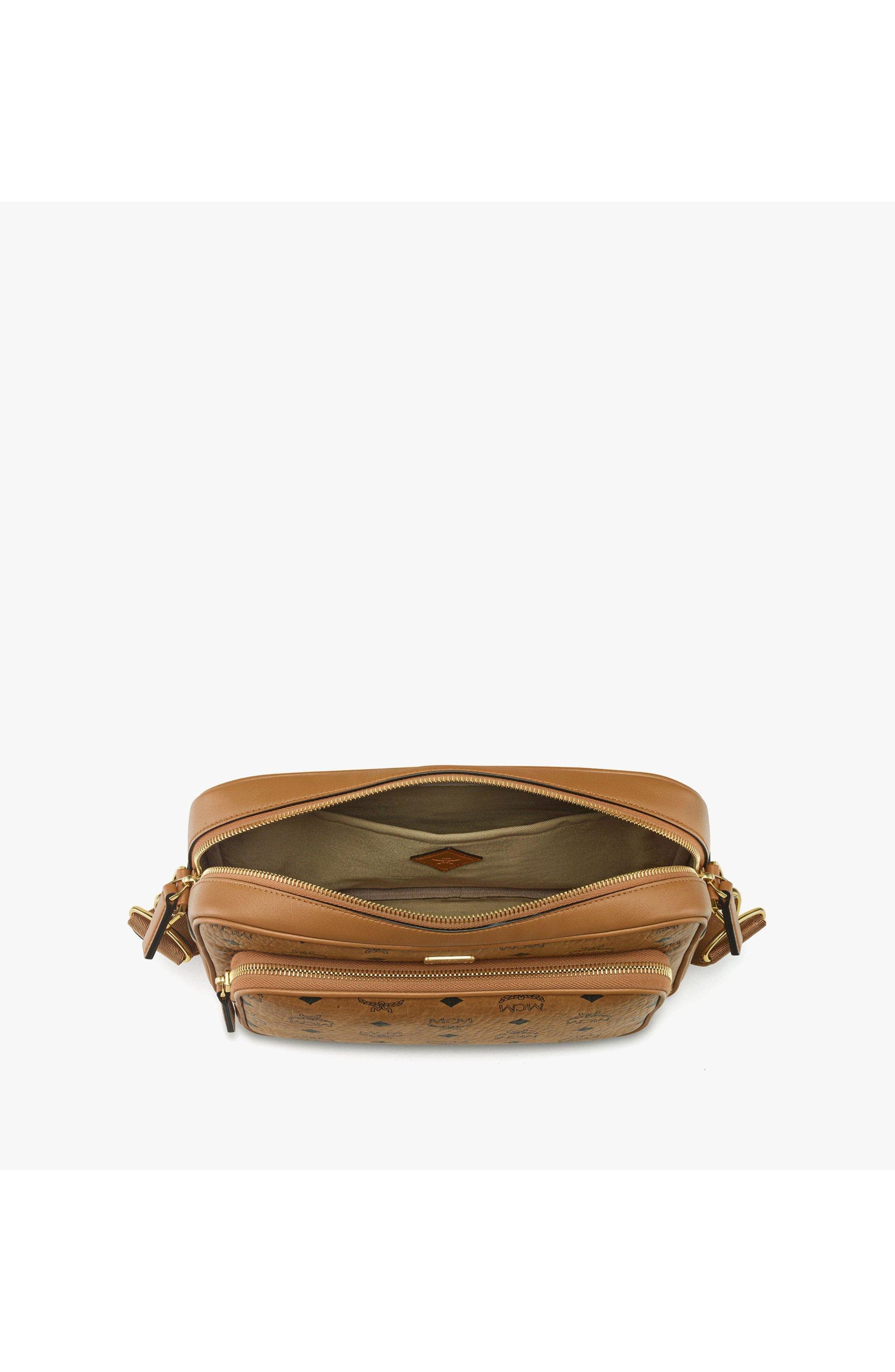 MCM Aren Crossbody in Visetos, Alternate, color, Cognac