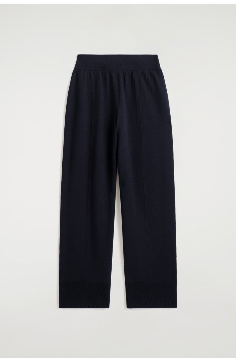 COS Elasticized Merino Wool Pants, Alternate, color, Navy