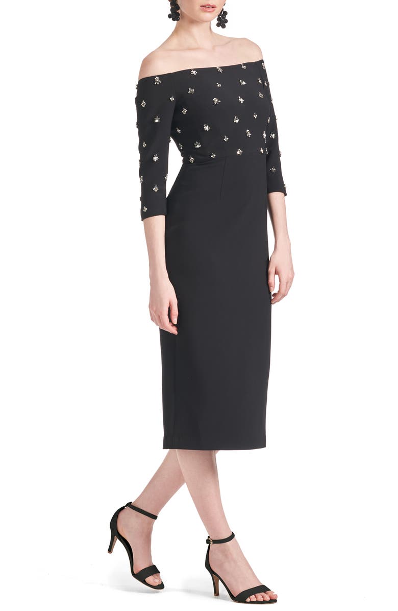 Sachin & Babi Fatima Embellished Off the Shoulder Midi Cocktail Dress, Alternate, color, 