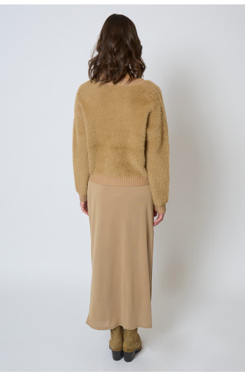 Central Park West Roman Eyelash Cardi, Alternate, color, Camel