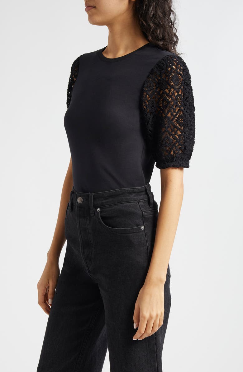 Cinq à Sept Corianna Lace Sleeve Top, Alternate, color, Black