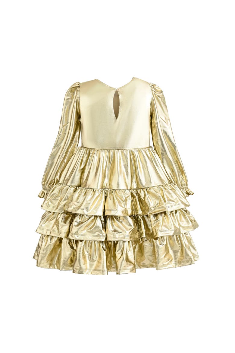 Metallic Ruffle Party Dress, Alternate, color, Gold