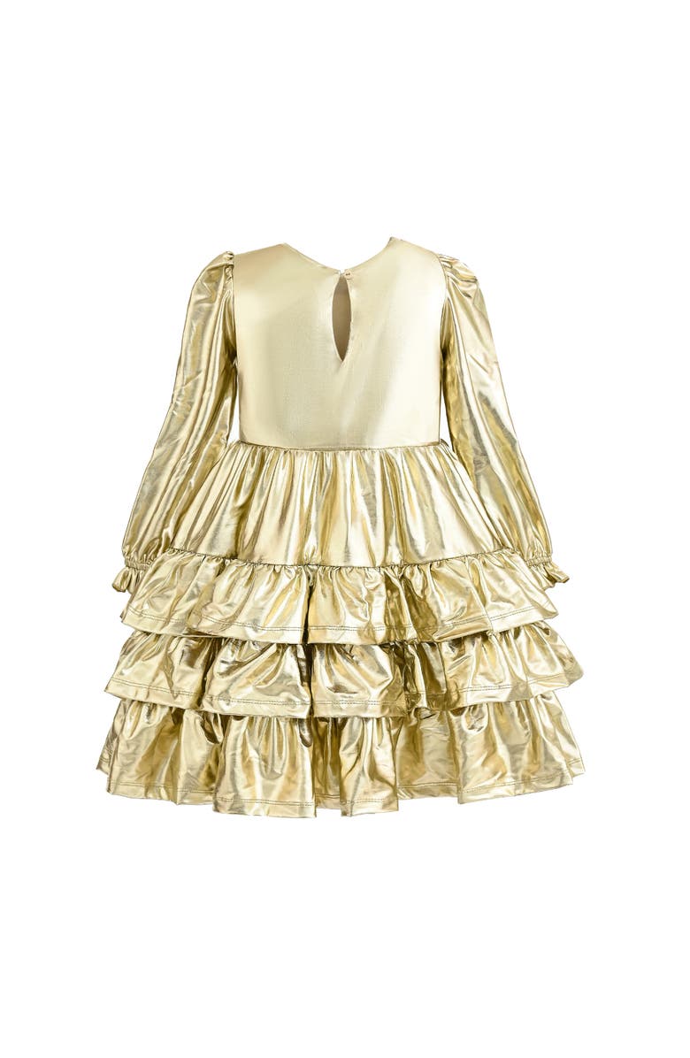 Mimi Tutu Metallic Ruffle Party Dress, Alternate, color, Gold