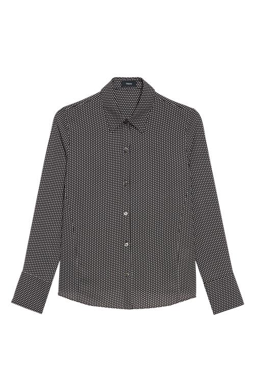 Theory Slim Button-front Blouse In Black Multi