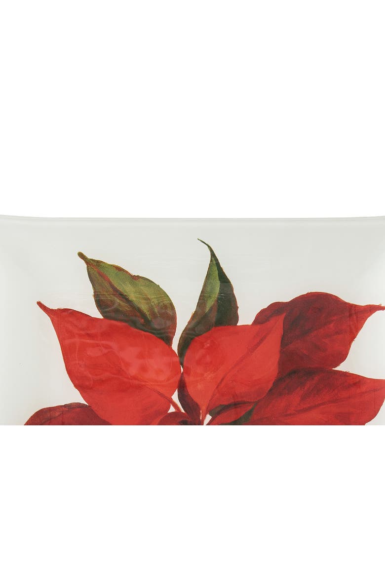 Poinsettia Christmas Slump Glass Decorative Platter, Alternate, color, Red