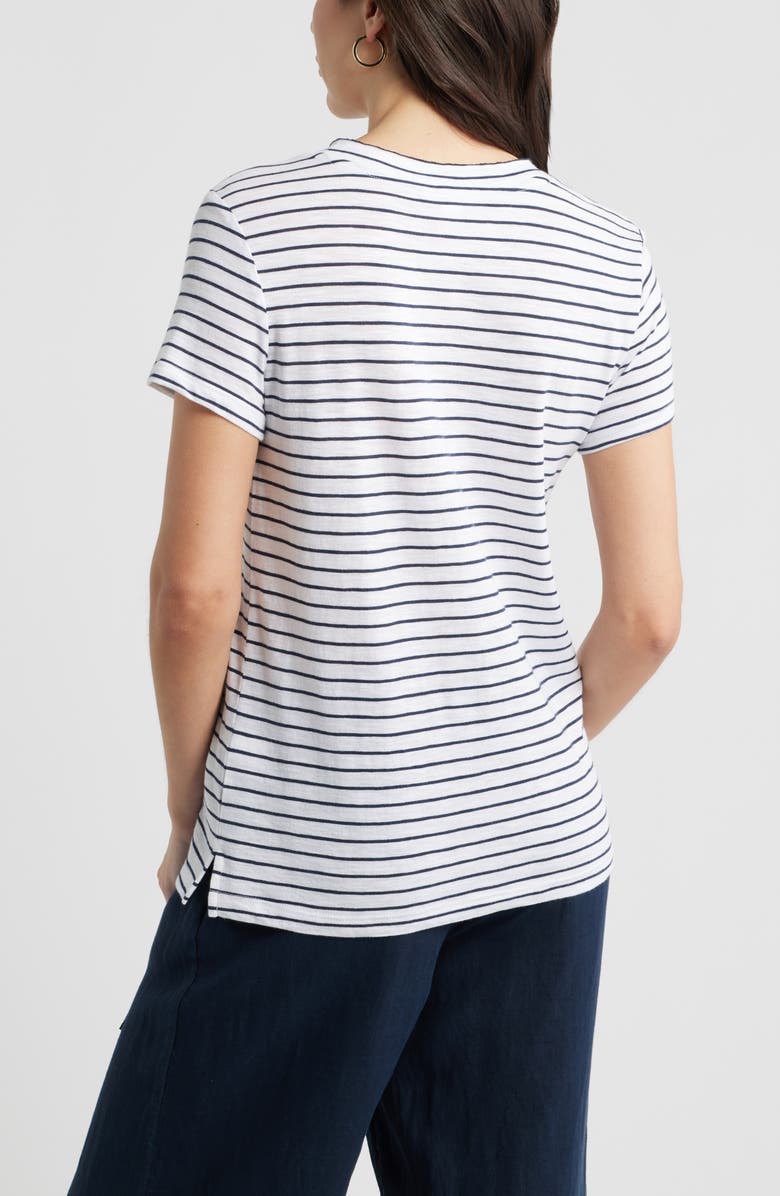 Caslon<sup>®</sup> Cotton & Modal V-Neck T-Shirt, Alternate, color, White-Navy Still Emilia Stripe