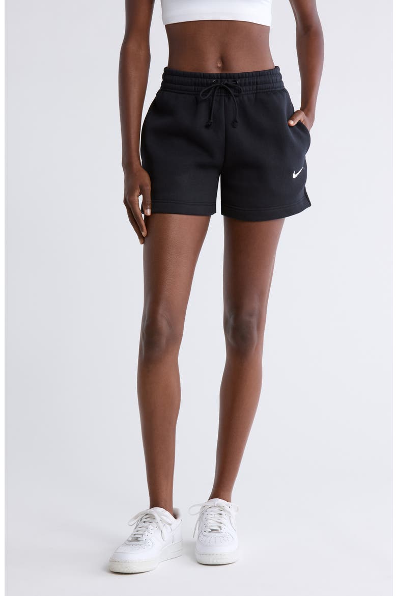Sportswear Phoenix Fleece Mid-Rise 4-Inch Shorts, Main, color, 010 010 BLACK/SAIL
