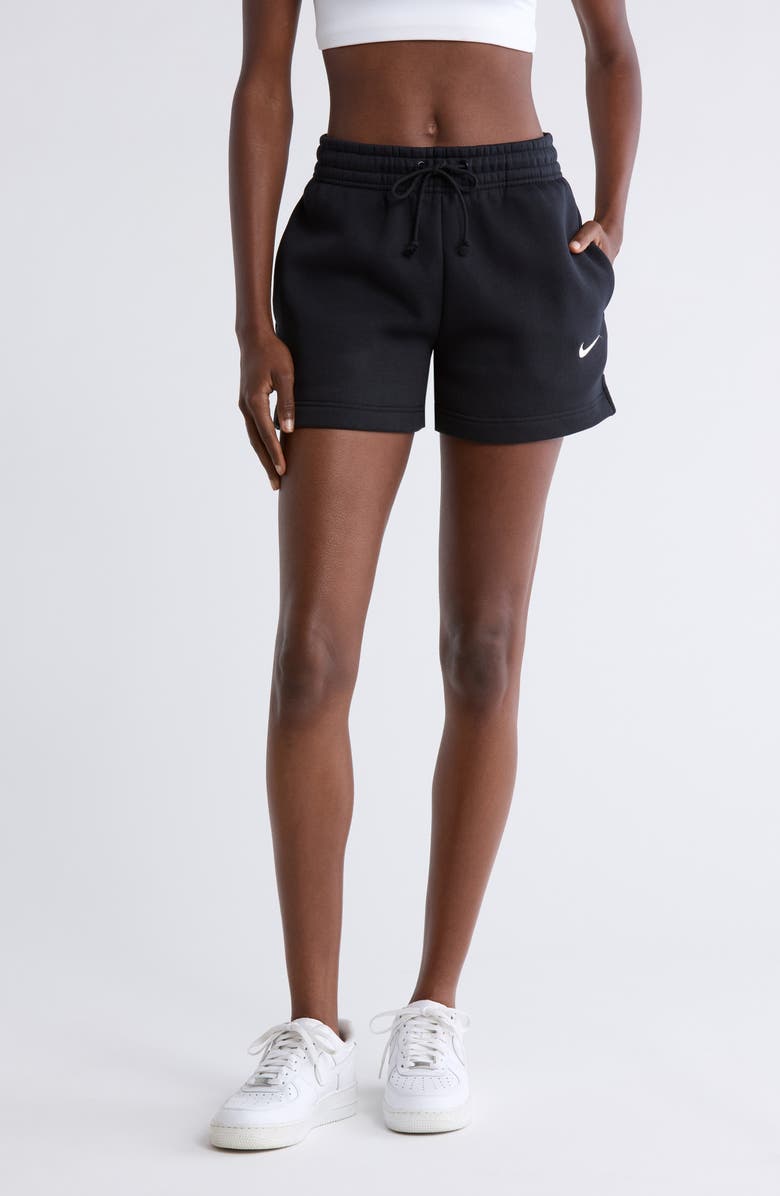 Nike Sportswear Phoenix Fleece Mid-Rise 4-Inch Shorts, Main, color, 010 010 Black/Sail