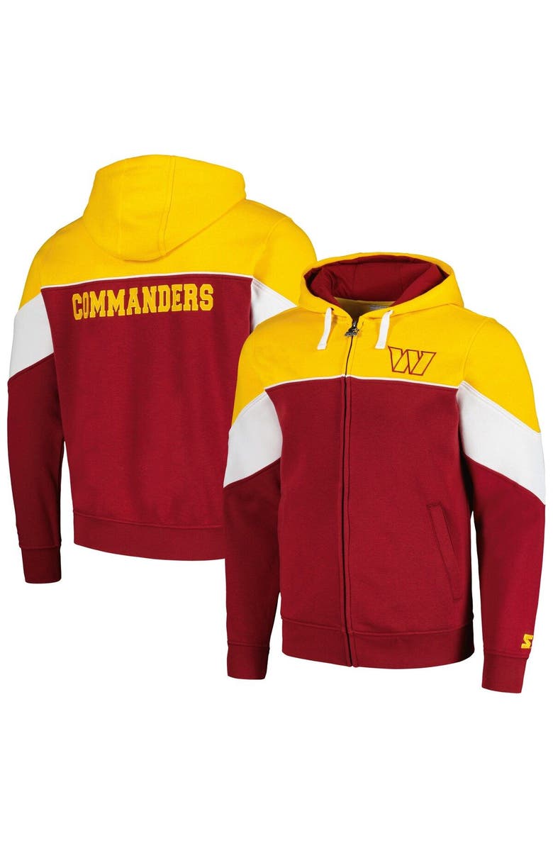 STARTER Men's Starter Burgundy/Gold Washington Commanders Running Back Full-Zip Hoodie, Main, color, Burgundy
