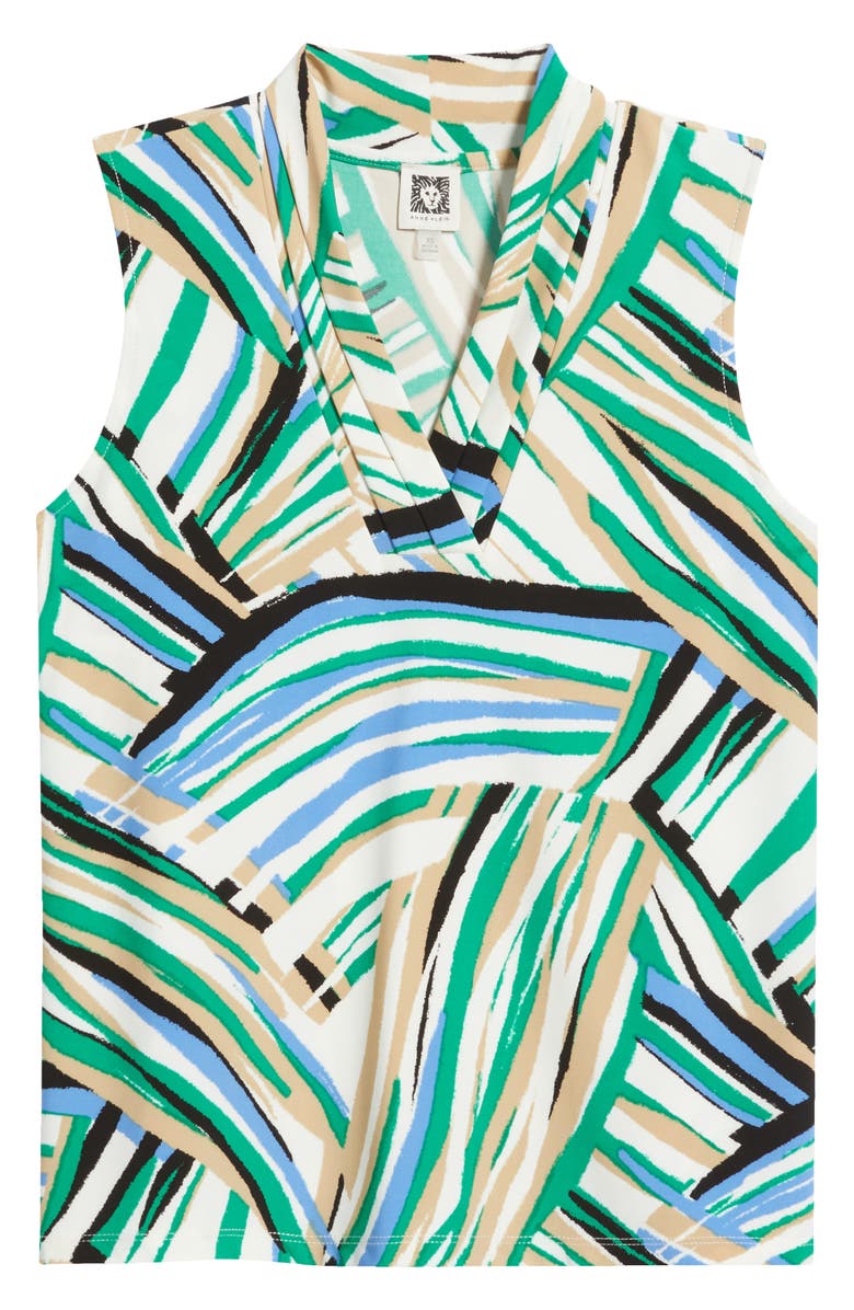 Anne Klein Abstract Print Triple Pleat Sleeveless Top, Alternate, color, 