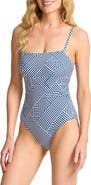 Tommy Bahama Palm Modern Stripe One-Piece Swimsuit