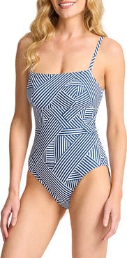 Tommy Bahama Palm Modern Stripe One-Piece Swimsuit