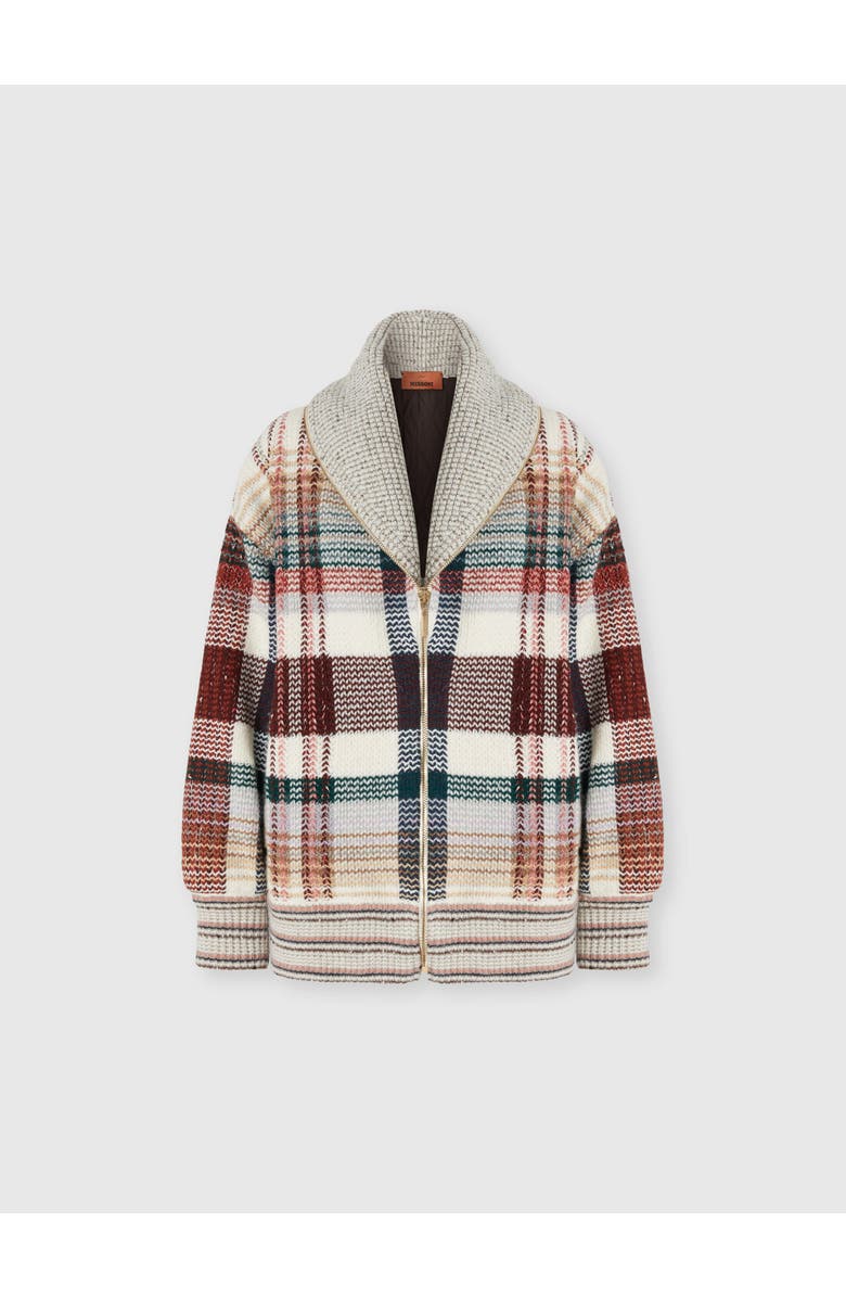 Missoni Quilted Jacket With Check Pattern, Main, color, White & Burgundy
