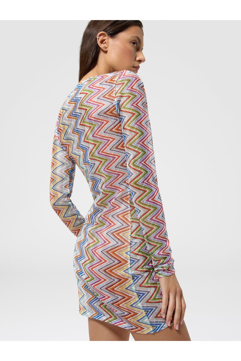 Long-sleeve T-shirt In Zig Zag Printed Fabric, Alternate, color, Multicoloured
