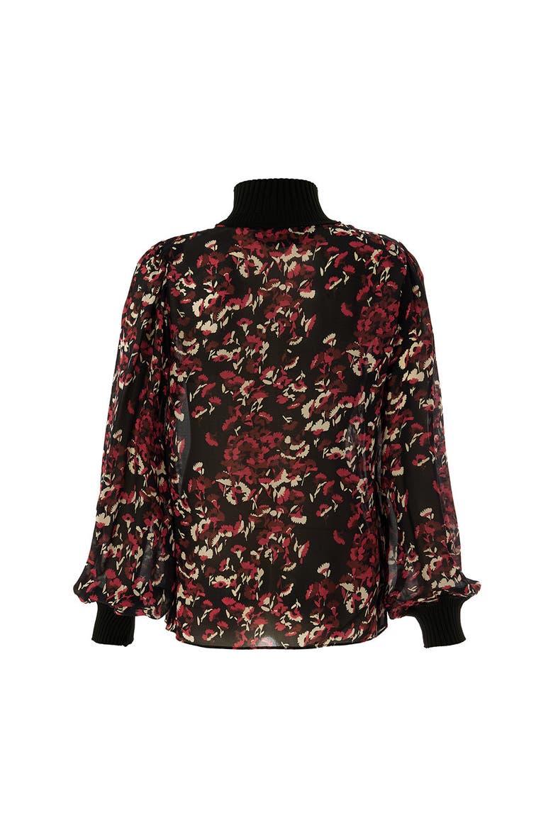 Johanna High Neck Blouse, Alternate, color, Black and Red