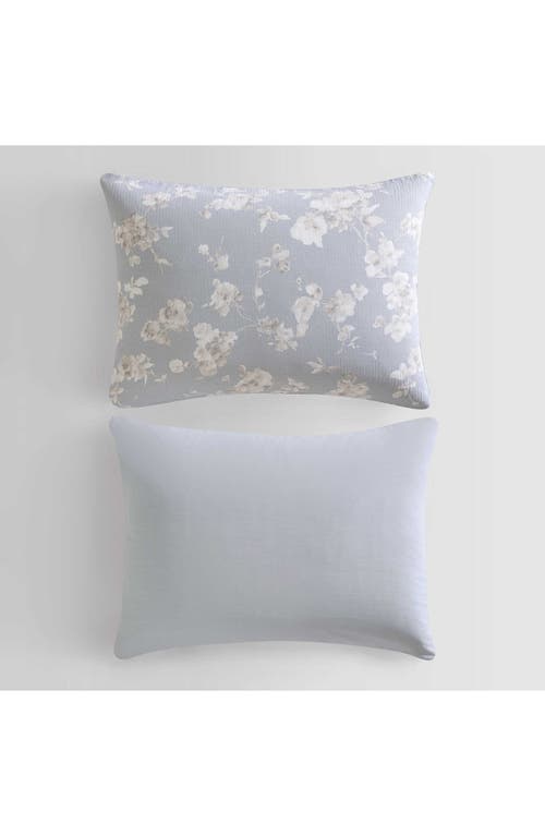 Calvin Klein Home Eternity Floral Reversible Cotton Gauze Comforter Cover & Shams Set In Blue