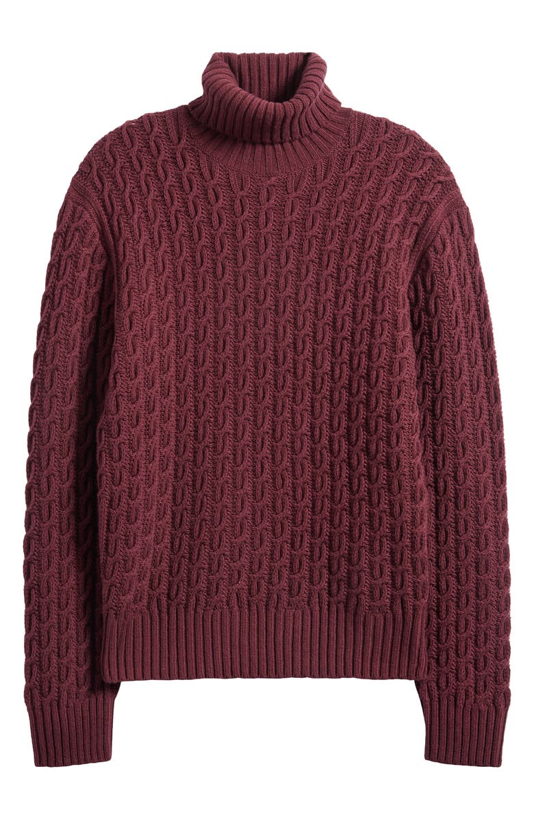 BOSS x Beckham Herrero Wool & Cashmere Cable Sweater, Alternate, color, Dark Red