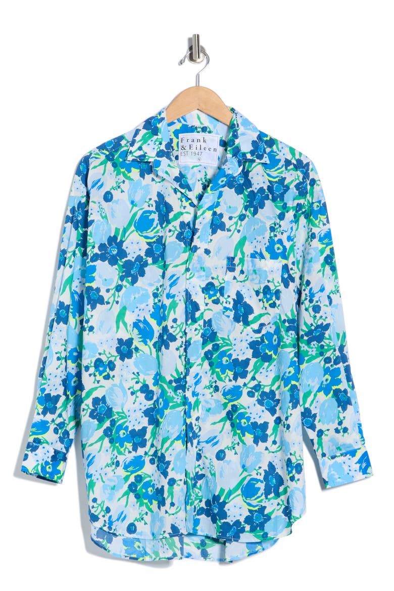 Relaxed Fit Floral Cotton Button-Up Shirt, Alternate, color, MULTI BLUE WHITE FLORAL