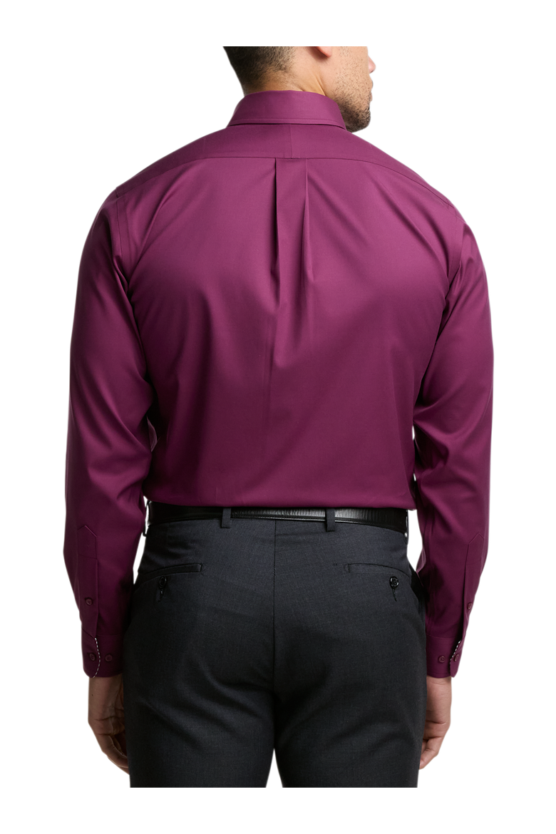 Taillored Fit Non Iron Pinpoint Oxford Weave Dress Shirt with Trim, Alternate, color, Burgundy