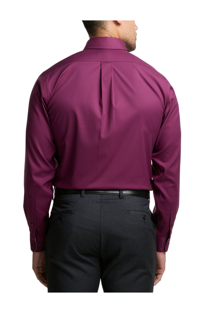 Paul Fredrick Slim Fit Non Iron Pinpoint Oxford Weave Dress Shirt with Trim, Alternate, color, Burgundy
