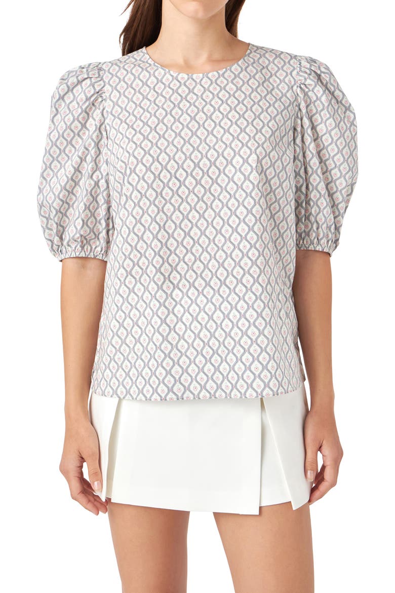 Floral Print Puff Sleeve Top, Alternate, color, MULTI