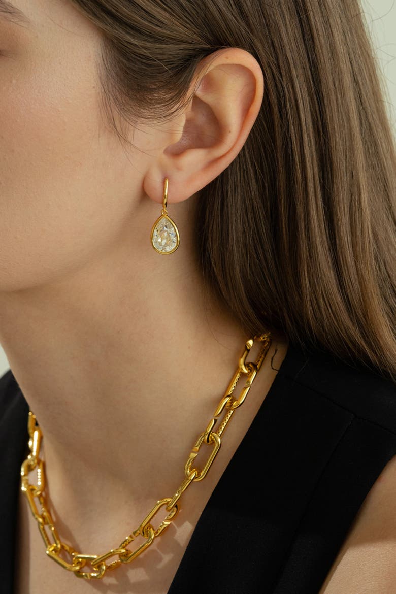 Sterling Silver 18k Gold Plated Camille Earrings Dainty Crystal Statement, Alternate, color, Gold