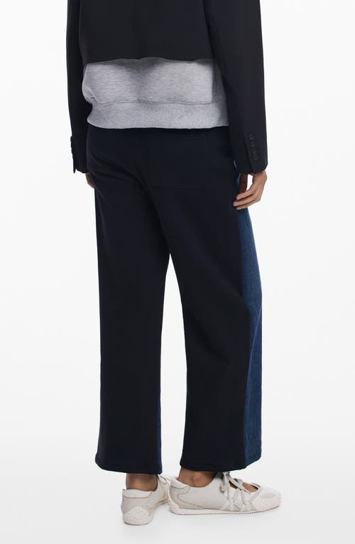 Desigual Crossover Waist Wide Leg Jeans In Blue
